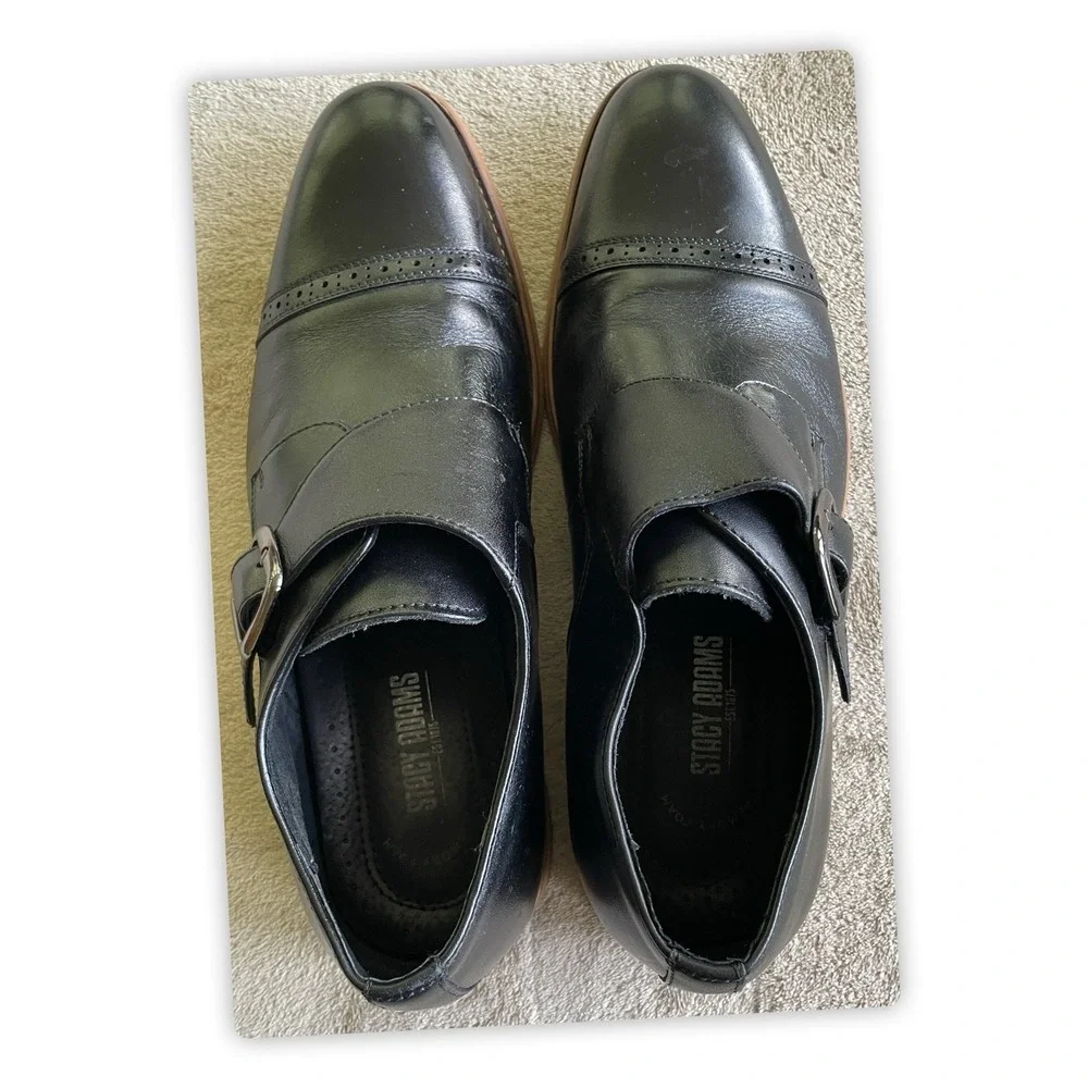 Stacy‎ Adams Oxfords Buckle Mens Size 9M Black Leather Shoes